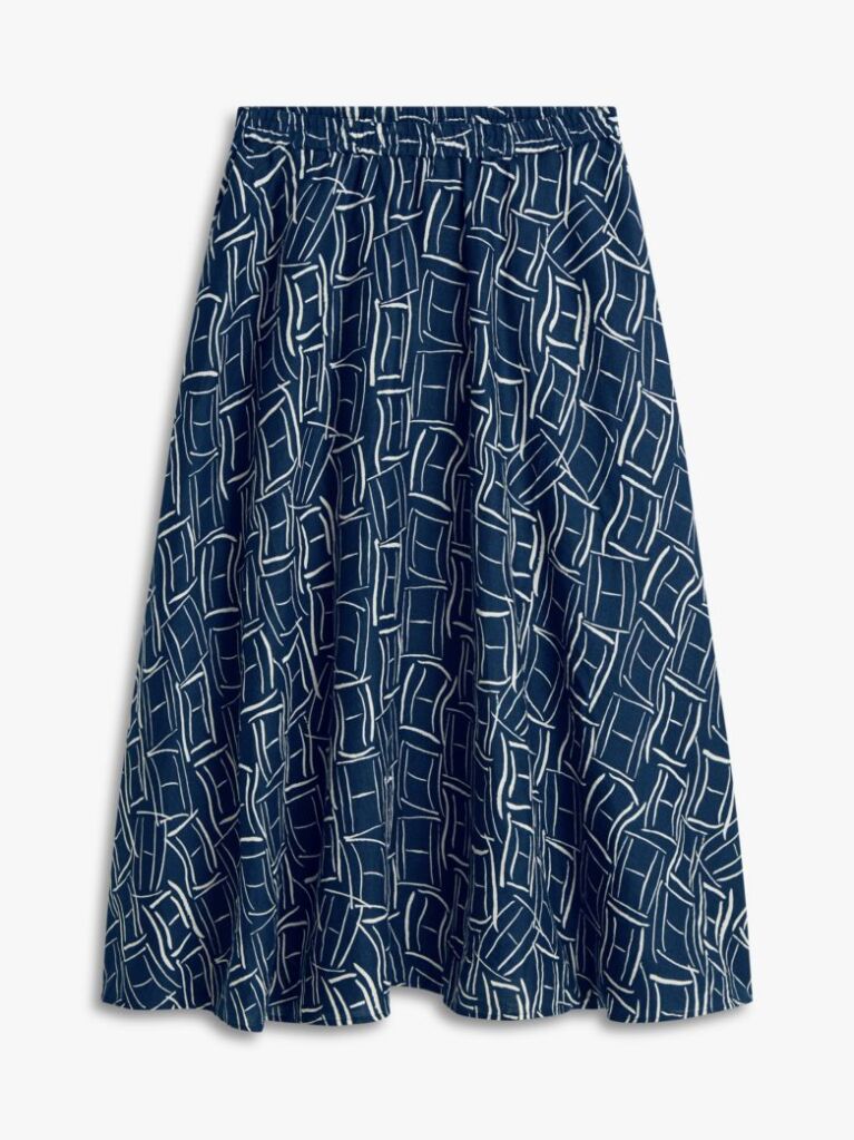 Multi Pure Linen A-Line Midi Skirt  Women