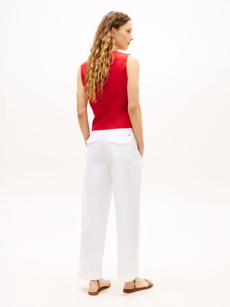 Red Linen Blend Poplin Waistcoat  Women