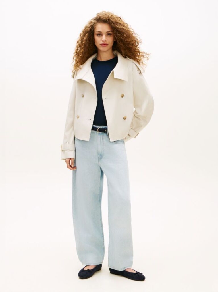 Beige Water Repellent Short Trench Jacket  Women