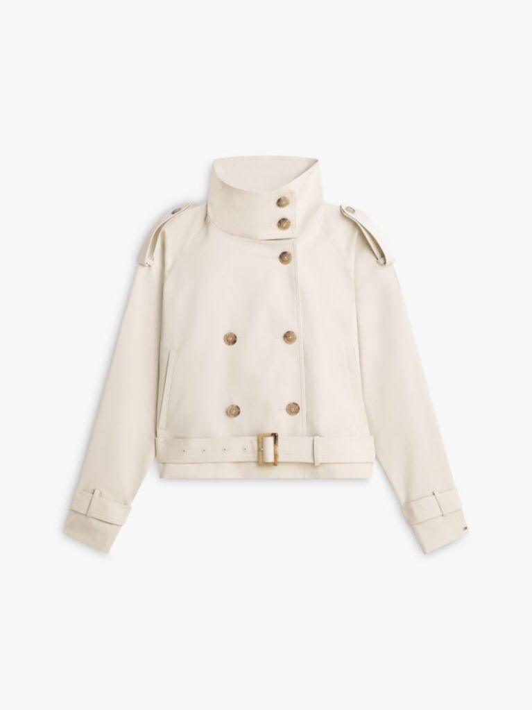 Beige Water Repellent Short Trench Jacket  Women