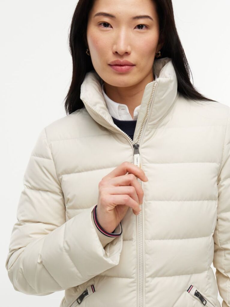 Beige Slim Down Hooded Coat  Women