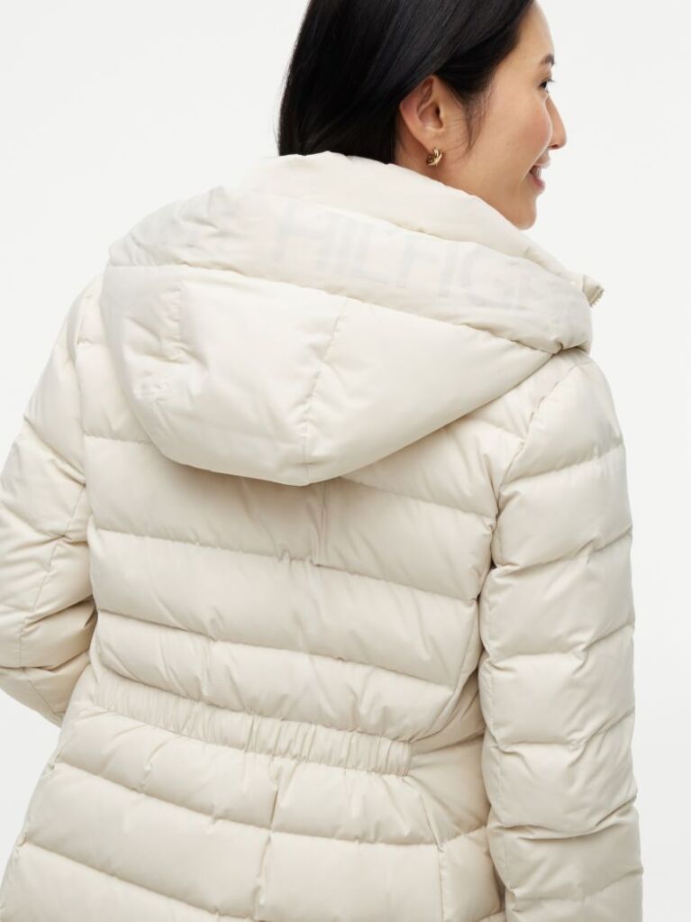Beige Slim Down Hooded Coat  Women