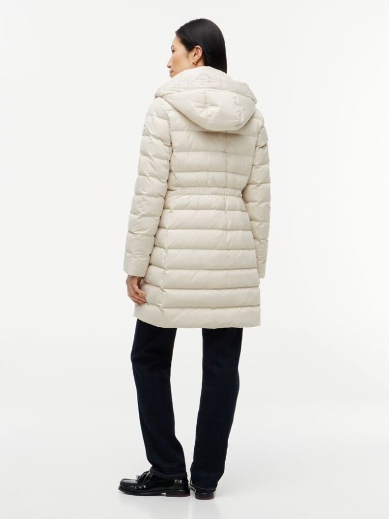 Beige Slim Down Hooded Coat  Women