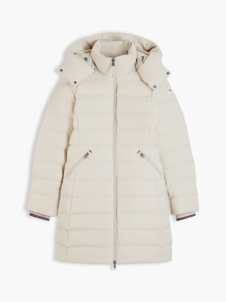 Beige Slim Down Hooded Coat  Women