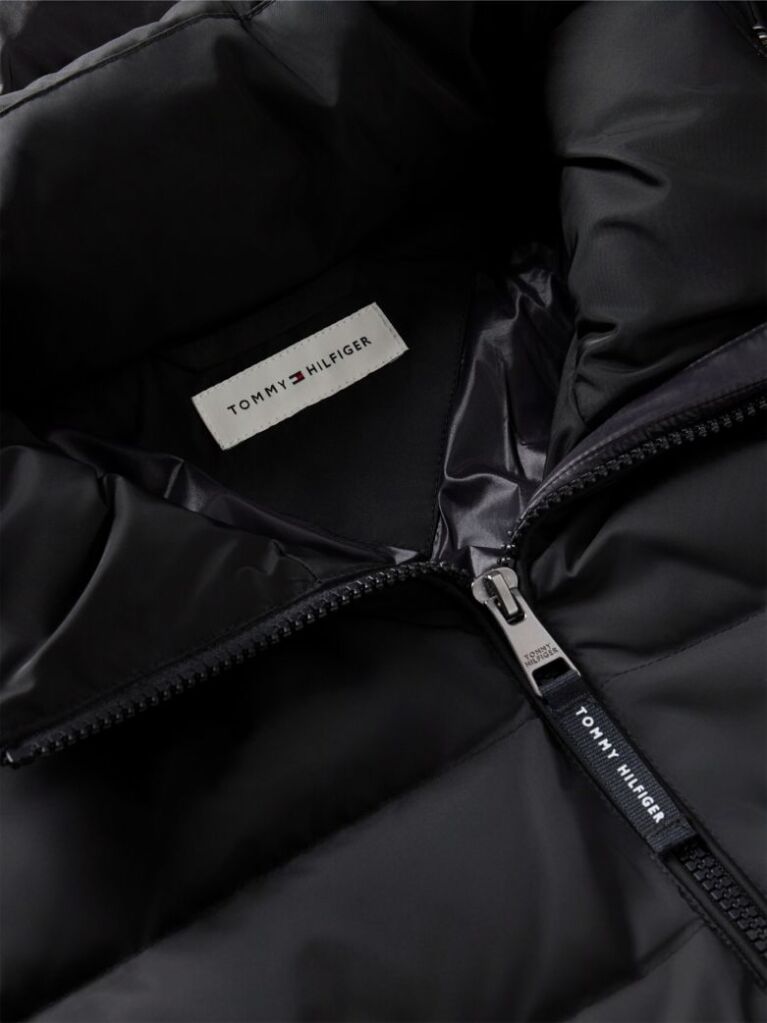 Black Slim Down Hooded Coat  Women