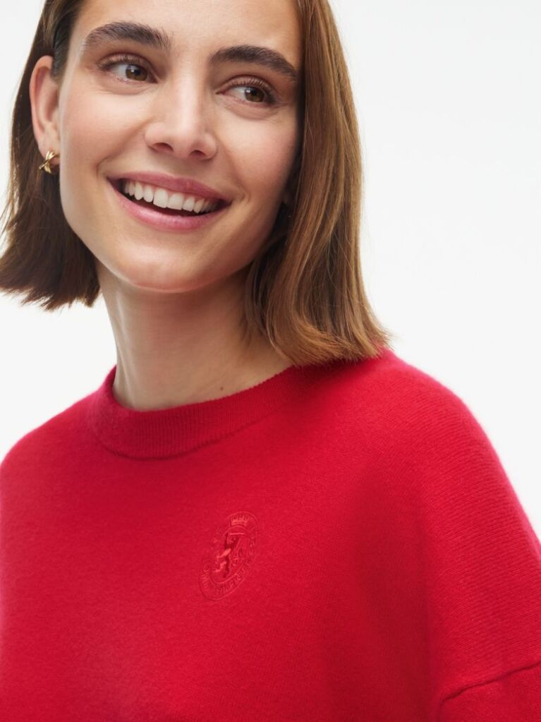 Red Pure Cashmere Relaxed Crew Neck Jumper  Women