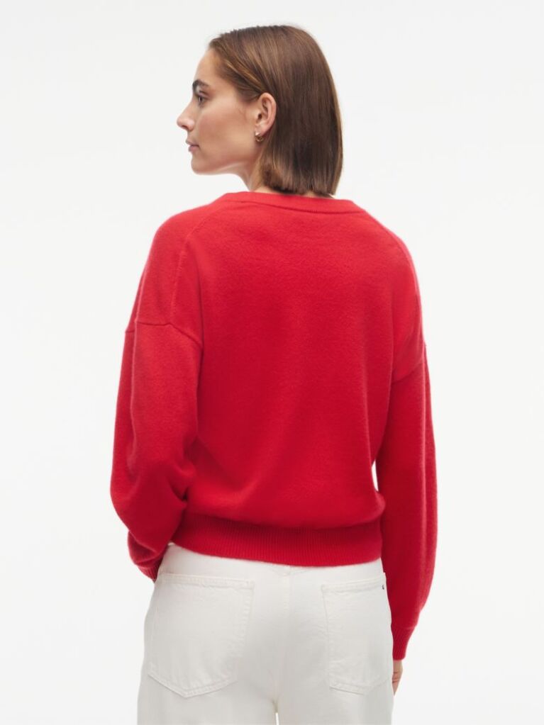 Red Pure Cashmere Relaxed Crew Neck Jumper  Women
