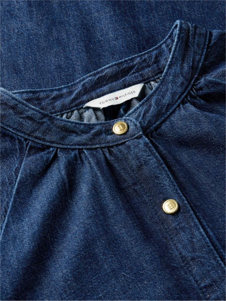 Blue Denim Belted Midi Shirt Dress  Women