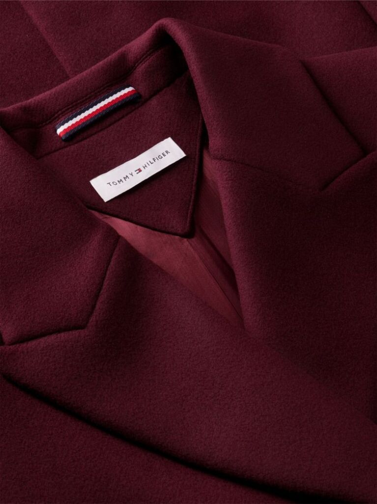 Red Manteco Wool Blend Slim Double Breasted Longline Coat  Women