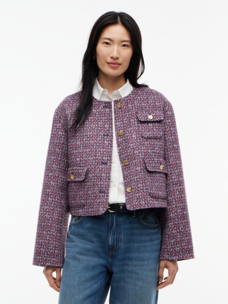 Multi Double-Faced Wool Blend Jacquard Slim Jacket  Women