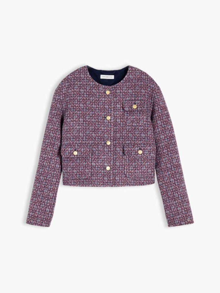 Multi Double-Faced Wool Blend Jacquard Slim Jacket  Women