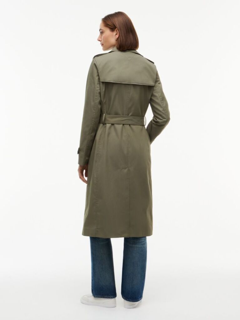 Green Buckle Belt Double Breasted Trench Coat  Women
