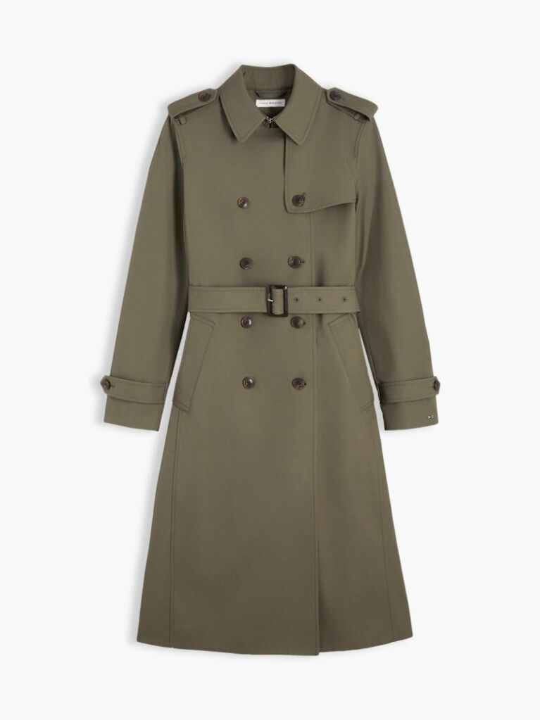 Green Buckle Belt Double Breasted Trench Coat  Women