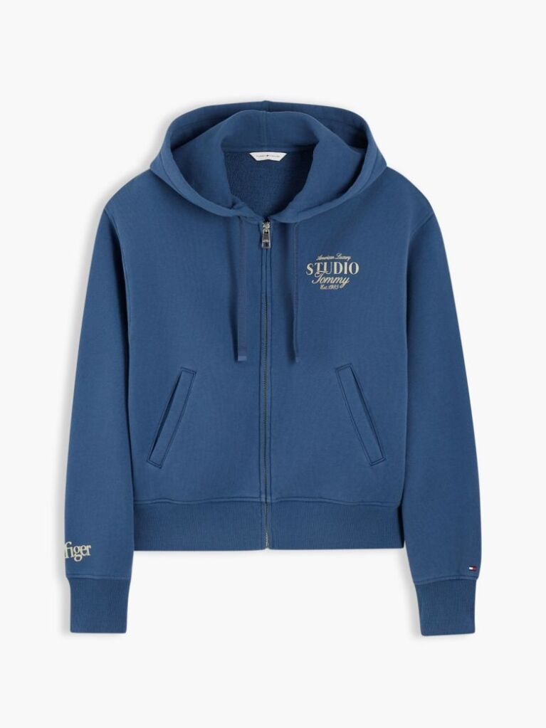 Blue Logo Zip-Thru Oversized Hoody  Women