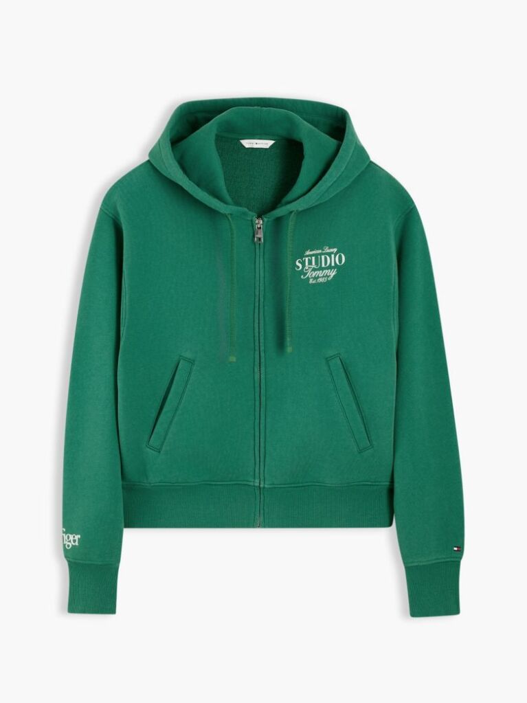 Green Logo Zip-Thru Oversized Hoody  Women