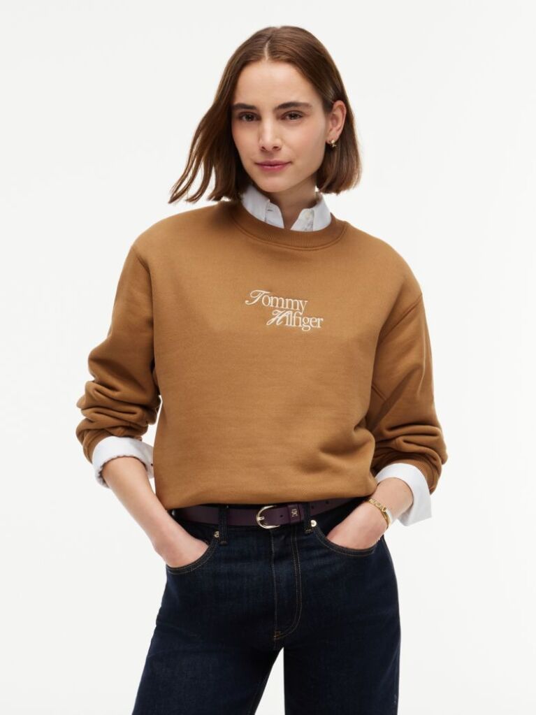 Brown Logo Relaxed Terry Sweatshirt  Women
