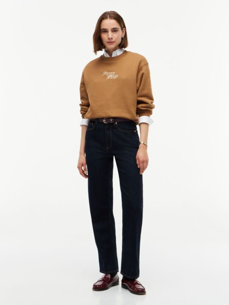Brown Logo Relaxed Terry Sweatshirt  Women