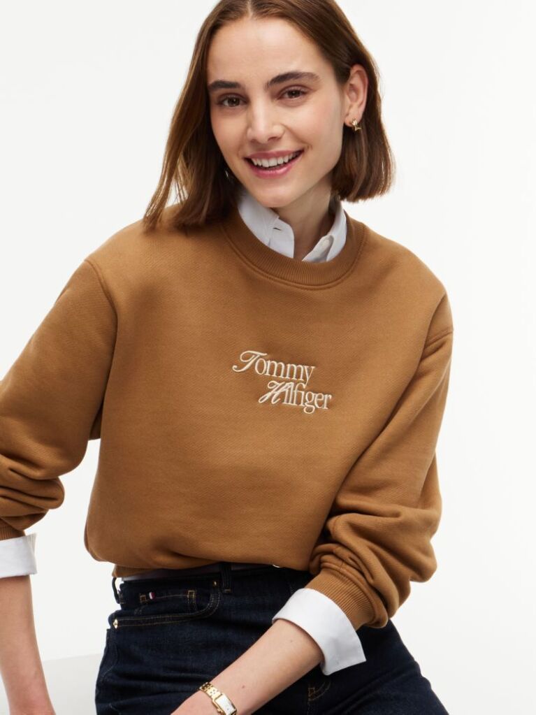 Brown Logo Relaxed Terry Sweatshirt  Women