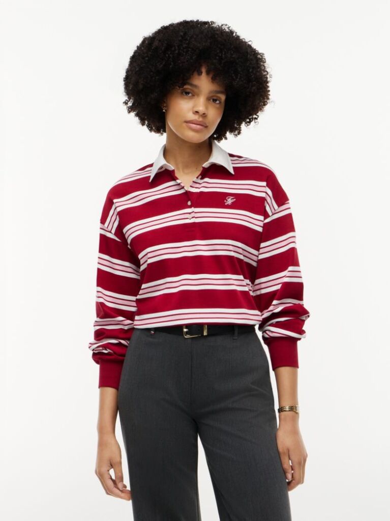 Multi Rugby Stripe Relaxed Polo Sweatshirt  Women