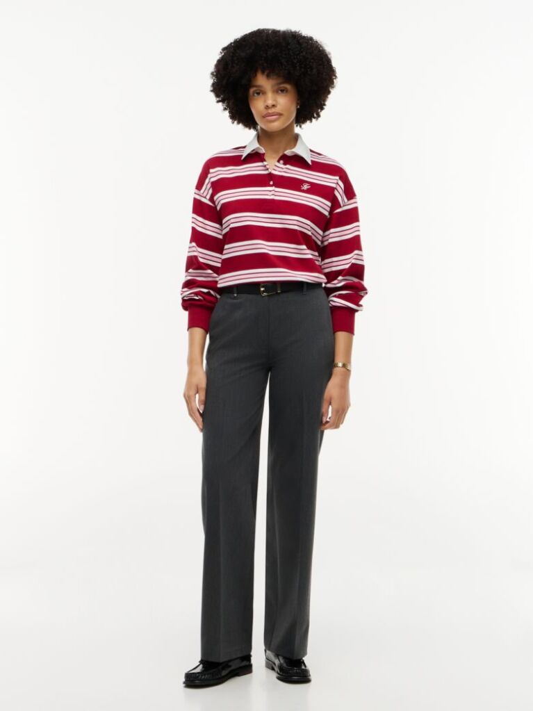 Multi Rugby Stripe Relaxed Polo Sweatshirt  Women