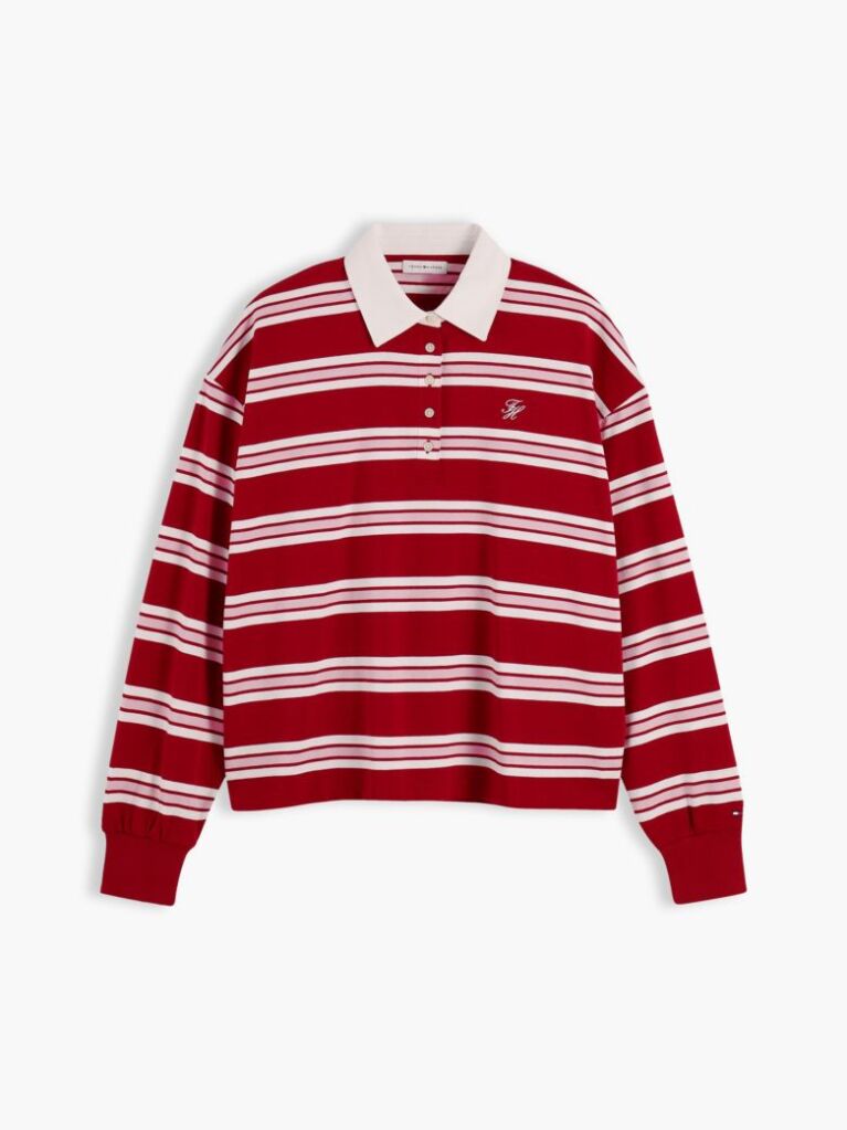 Multi Rugby Stripe Relaxed Polo Sweatshirt  Women