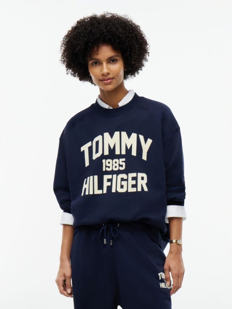 Blue Flock Varsity Logo Oversized Sweatshirt  Women