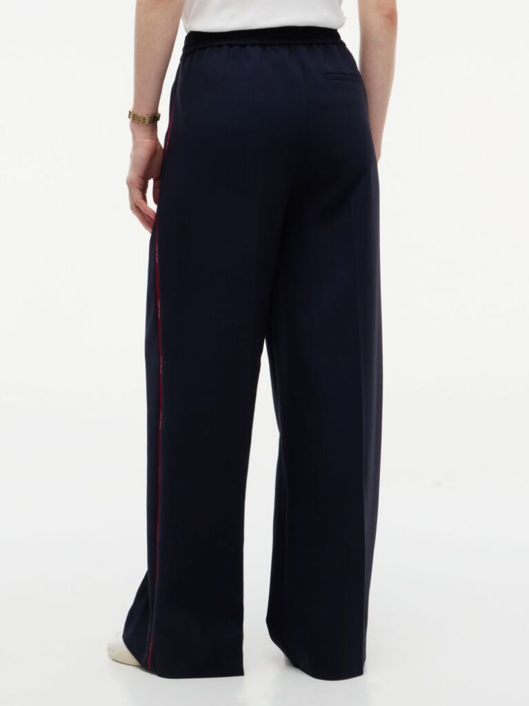Blue Global Stripe Drawstring Wide Leg Trousers  Women