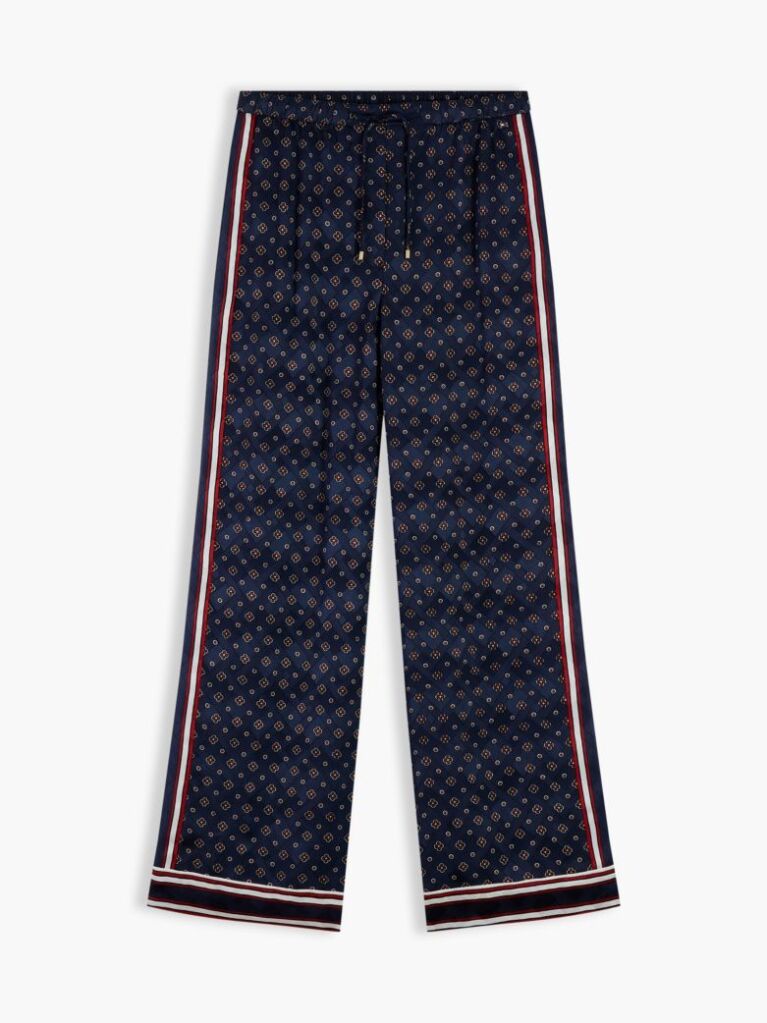 Μπλε Άνετο Παντελόνι Jacquard Με Σχέδιο Σε Ίσια Γραμμή  Γυναίκες
