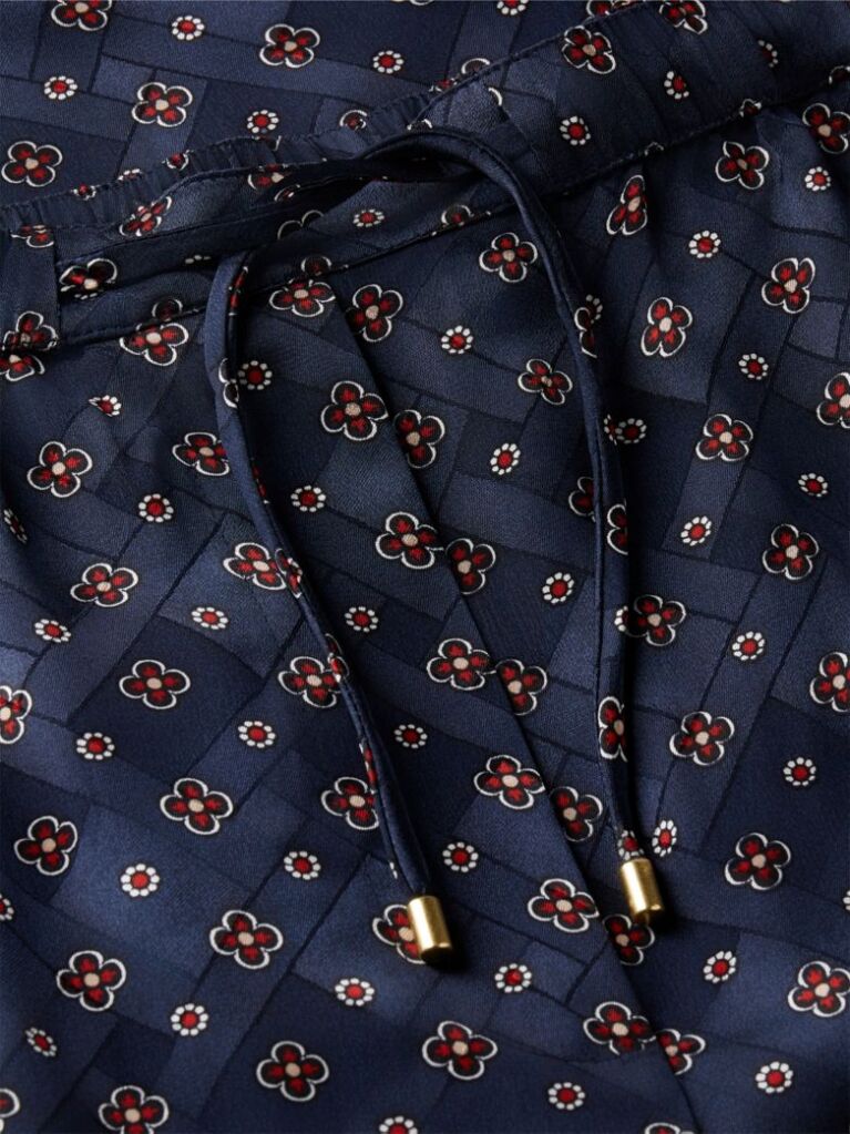 Μπλε Άνετο Παντελόνι Jacquard Με Σχέδιο Σε Ίσια Γραμμή  Γυναίκες