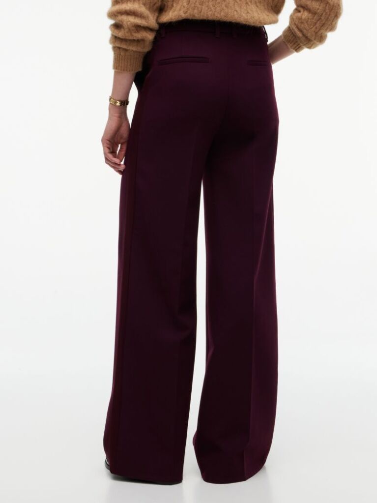 Red Straight Wide Leg Tuxedo Trousers  Women