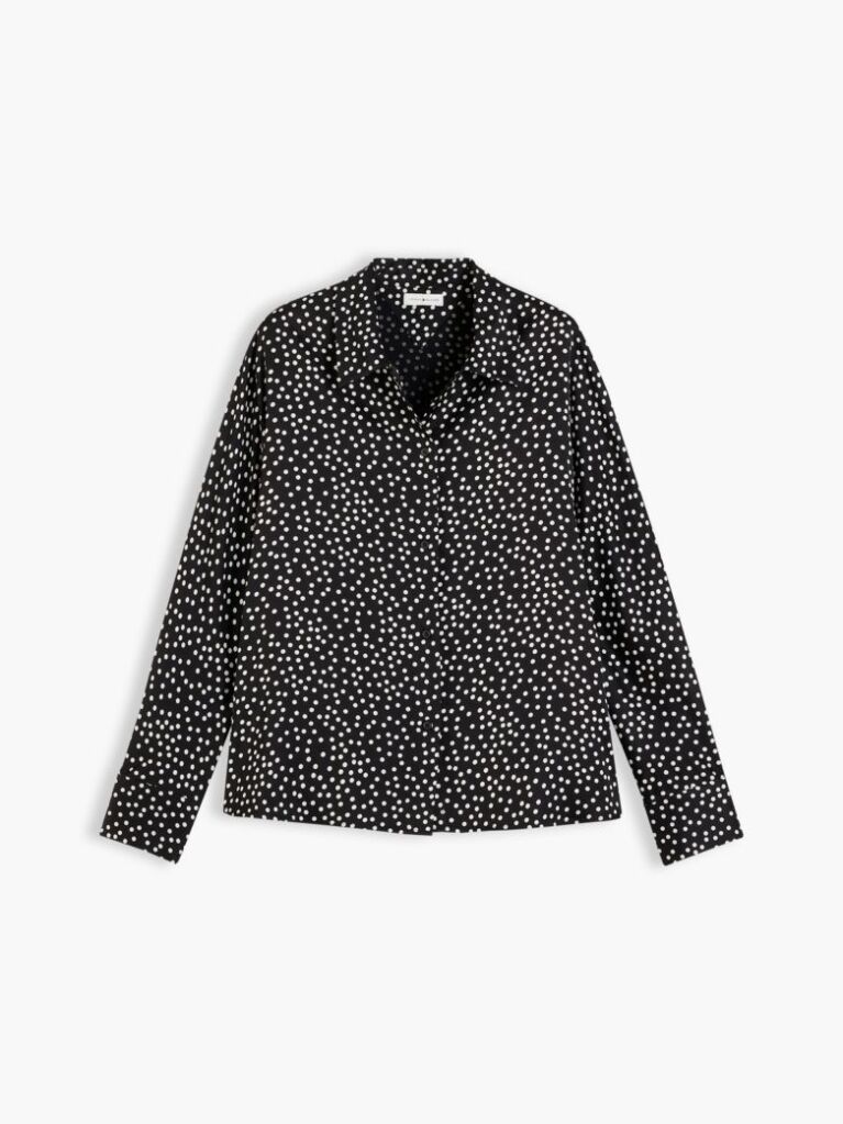 Black Relaxed Fit Print Satin Shirt  Women