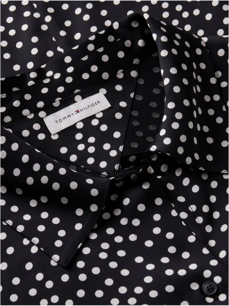 Black Relaxed Fit Print Satin Shirt  Women