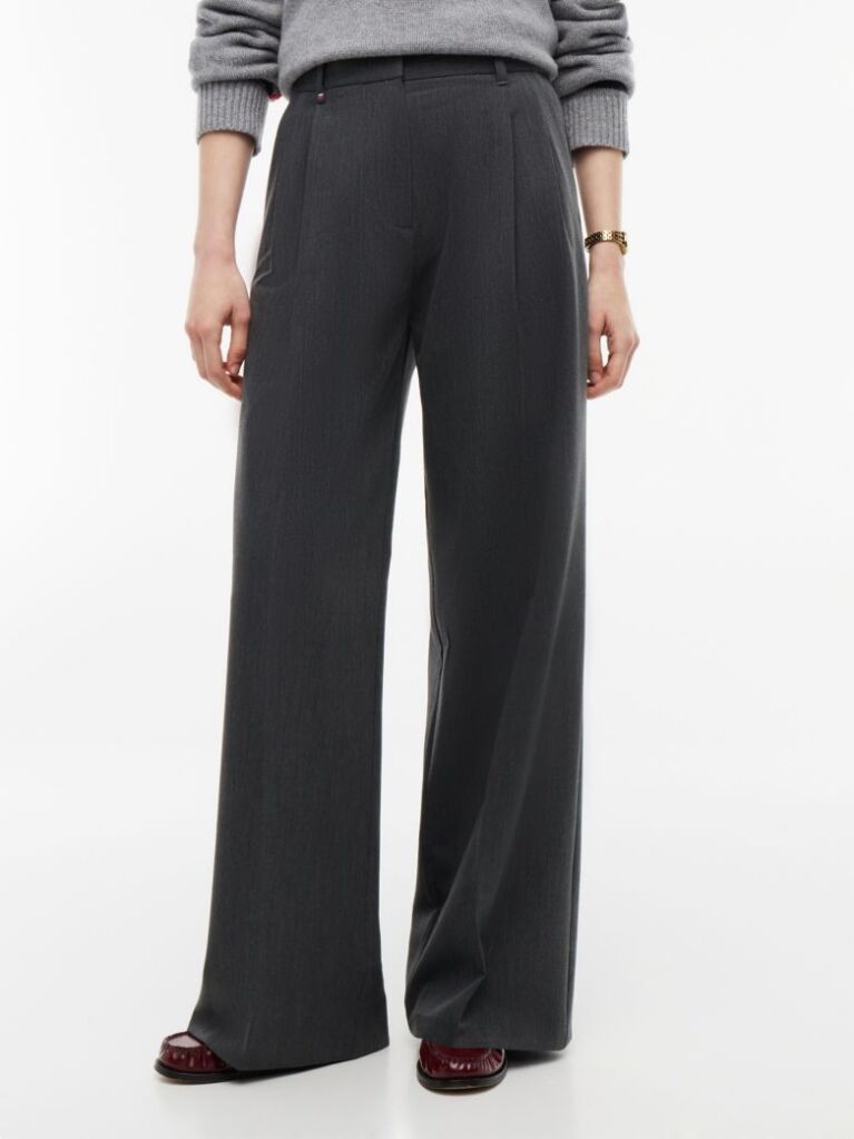 Γκρι Φαρδύ Παντελόνι Με Πιέτες  Γυναίκες