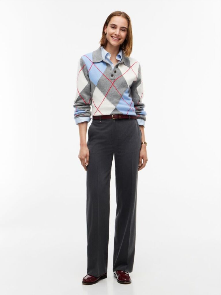 Grey Straight Leg Twill Trousers  Women