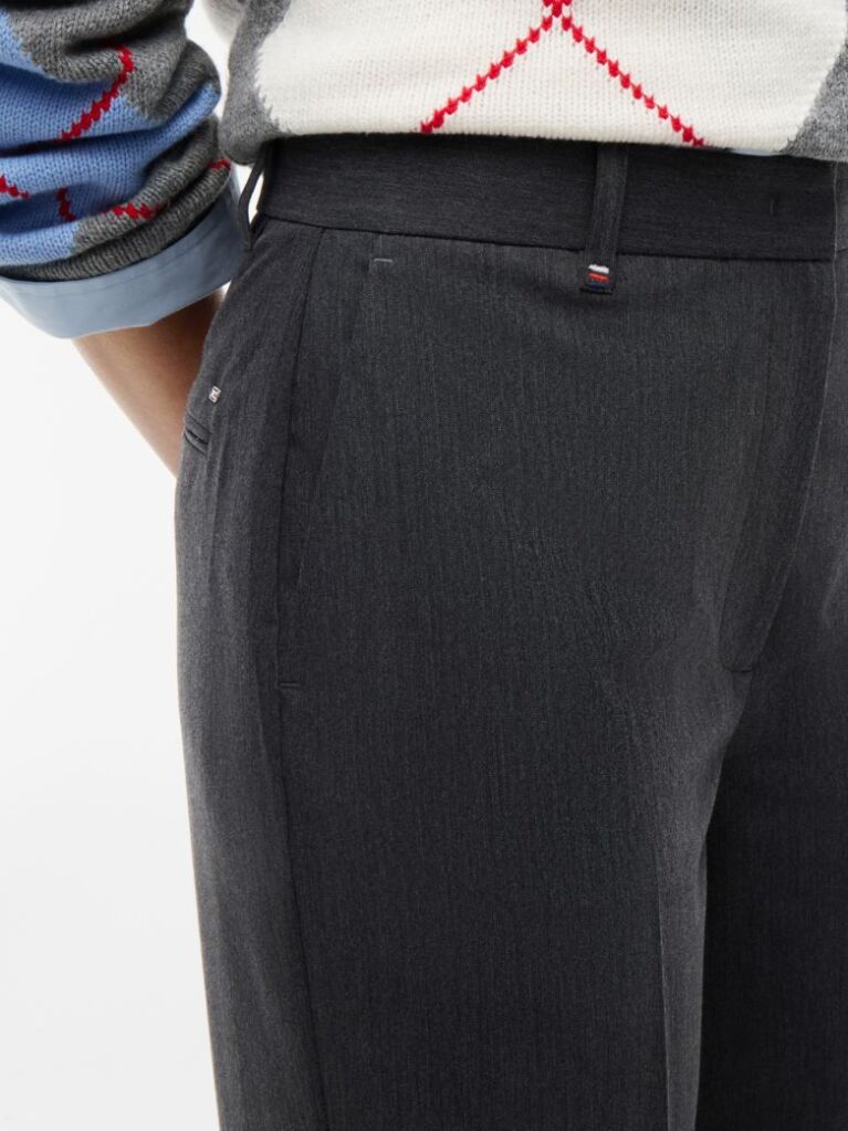 Grey Straight Leg Twill Trousers  Women