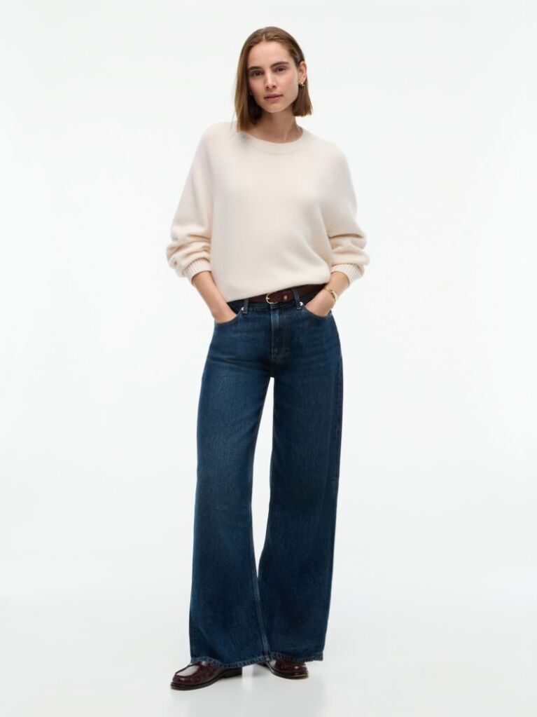 Beige Wool Blend Relaxed Jumper With Cashmere  Women