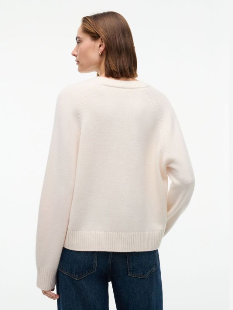 Beige Wool Blend Relaxed Jumper With Cashmere  Women