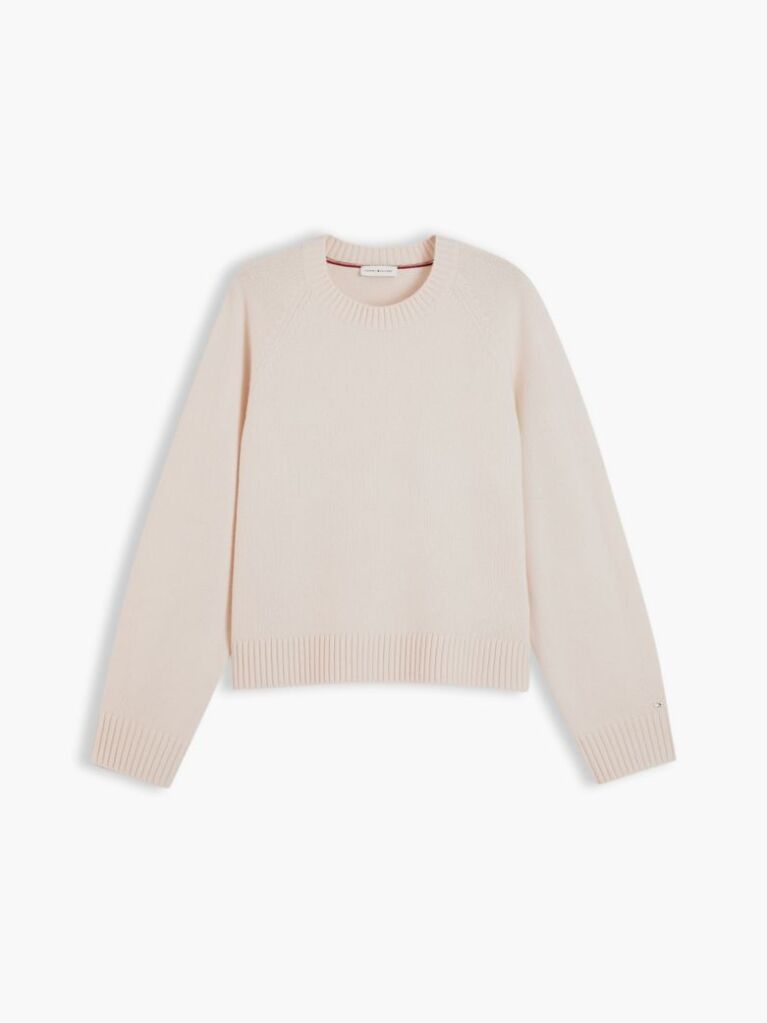 Beige Wool Blend Relaxed Jumper With Cashmere  Women
