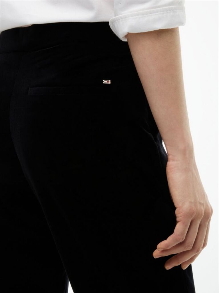 Black Slim Bootcut Velvet Trousers  Women