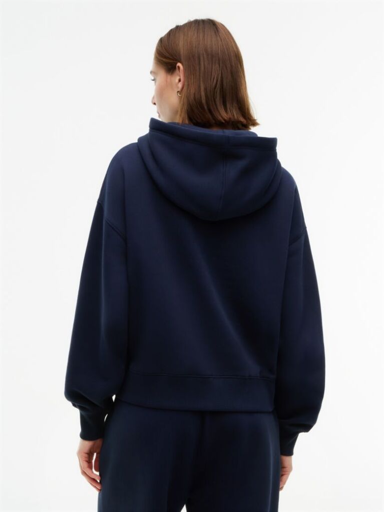 Μπλε Άνετο Fleece Hoody Με Varsity Λογότυπο  Γυναίκες