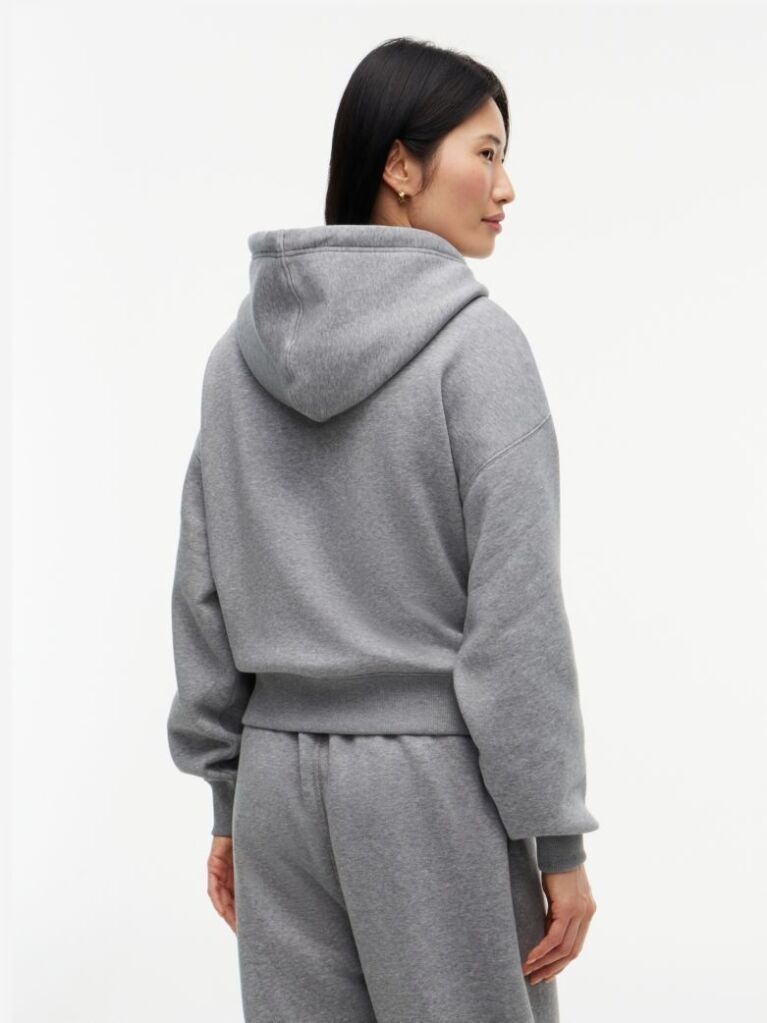 Γκρι Άνετο Fleece Hoody Με Varsity Λογότυπο  Γυναίκες