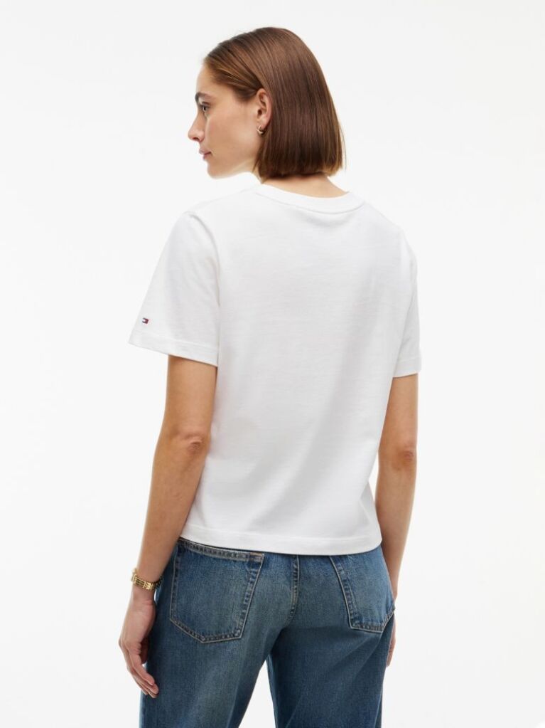 Μπεζ Βαμβακερό T-Shirt Με Κλασική Λαιμόκοψη Και Λογότυπο  Γυναίκες