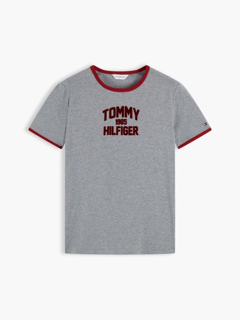 Grey Flock Varsity Logo Slim Ringer T-Shirt  Women