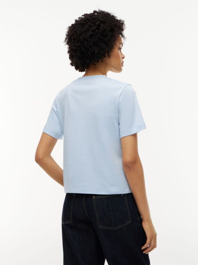Blue Logo Interlock Knit Crew Neck T-Shirt  Women