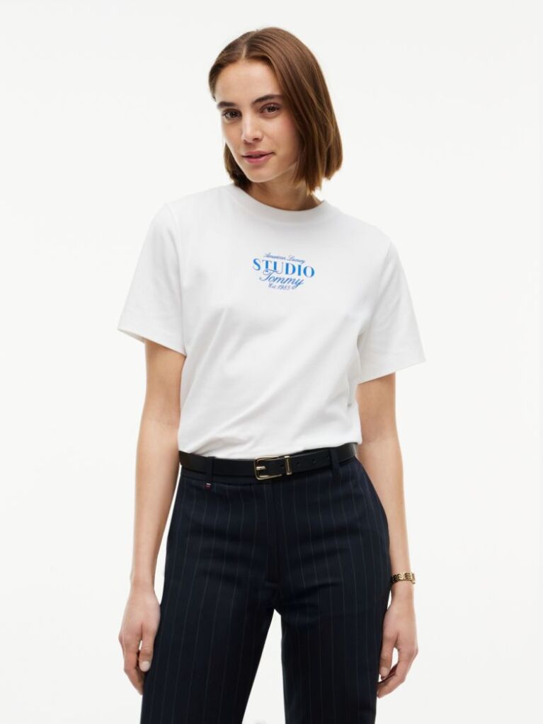 Beige Logo Interlock Knit Crew Neck T-Shirt  Women