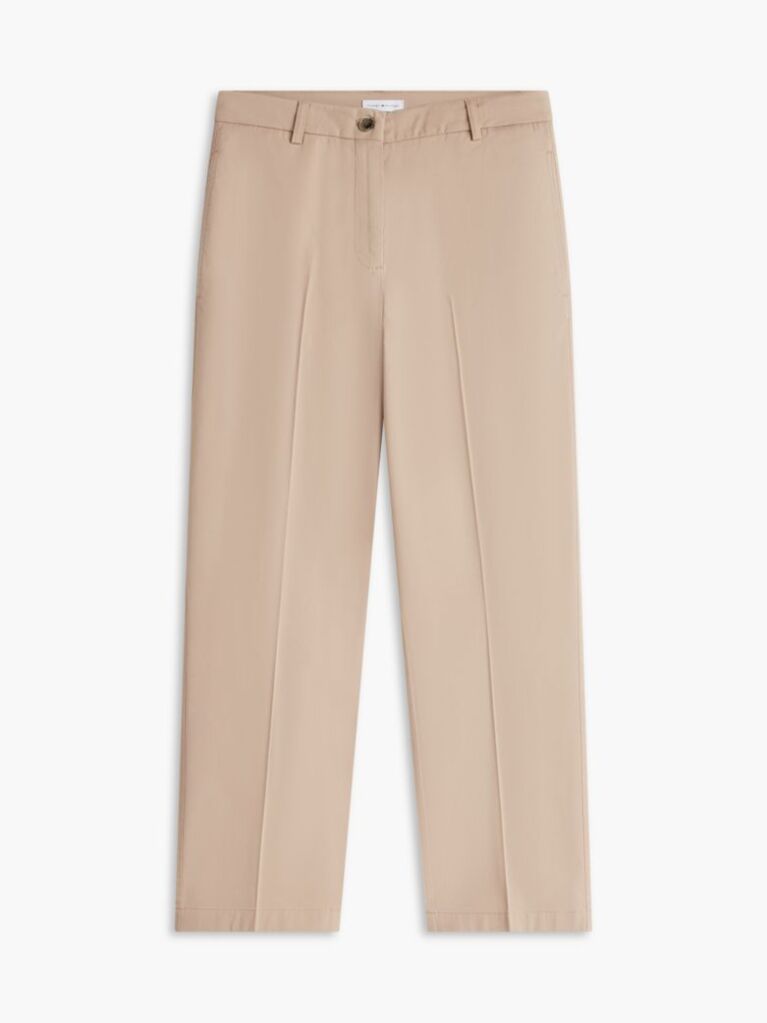 Beige Washed Slim Straight Chinos  Women