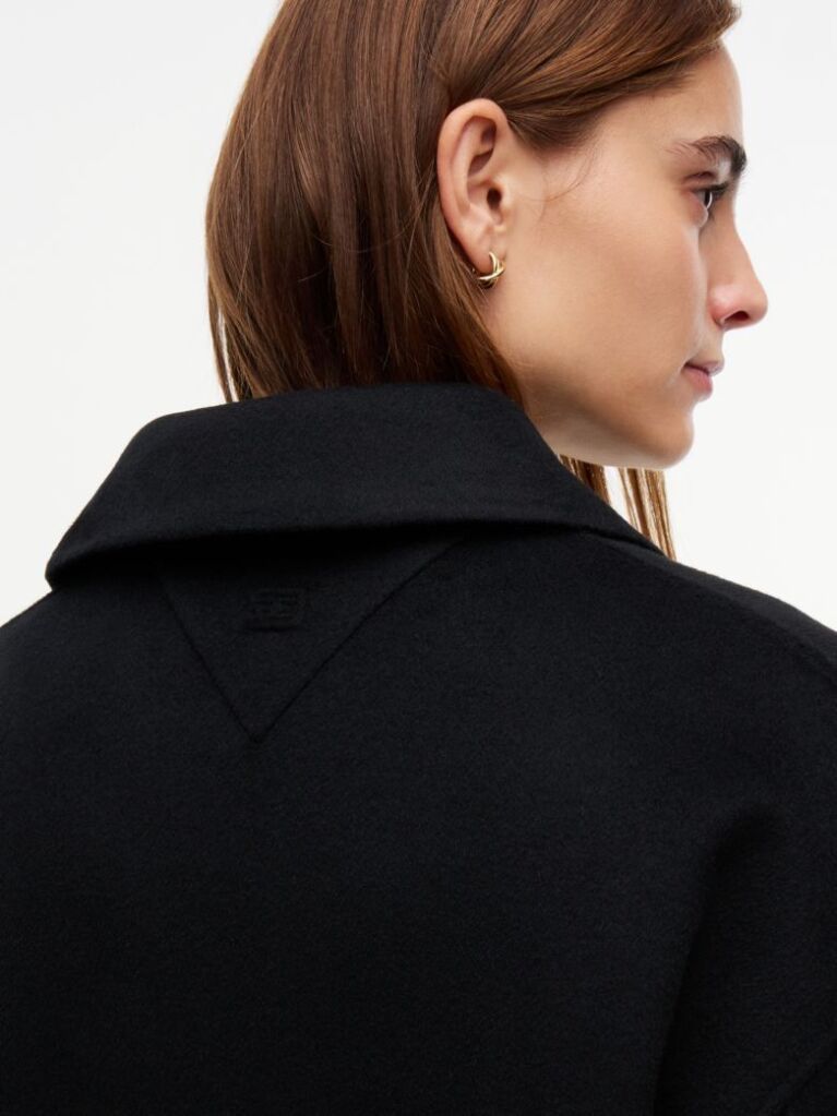 Black Double-Faced Wool Blend Relaxed Jacket  Women