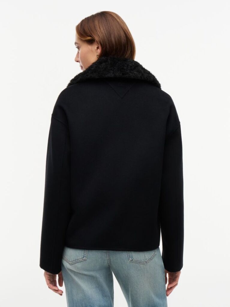 Black Double-Faced Wool Blend Relaxed Jacket  Women
