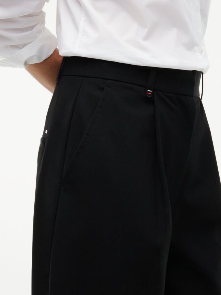 Black Travel Button Cuff Barrel Trousers  Women