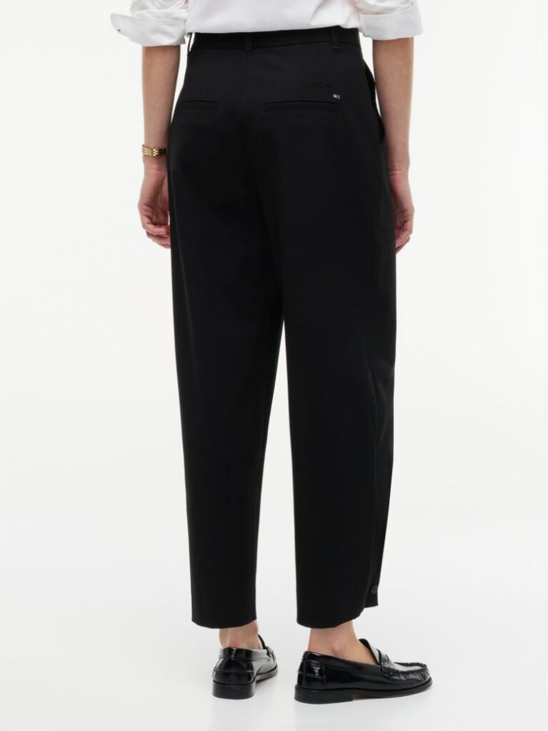 Black Travel Button Cuff Barrel Trousers  Women